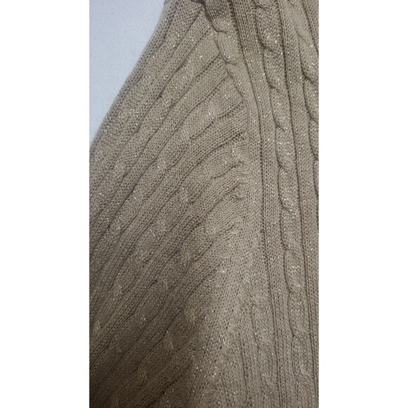 Laura Scott Gold Shimmer M Cable Knit Button Front Cardigan Sweater Womens XL - Picture 3 of 6